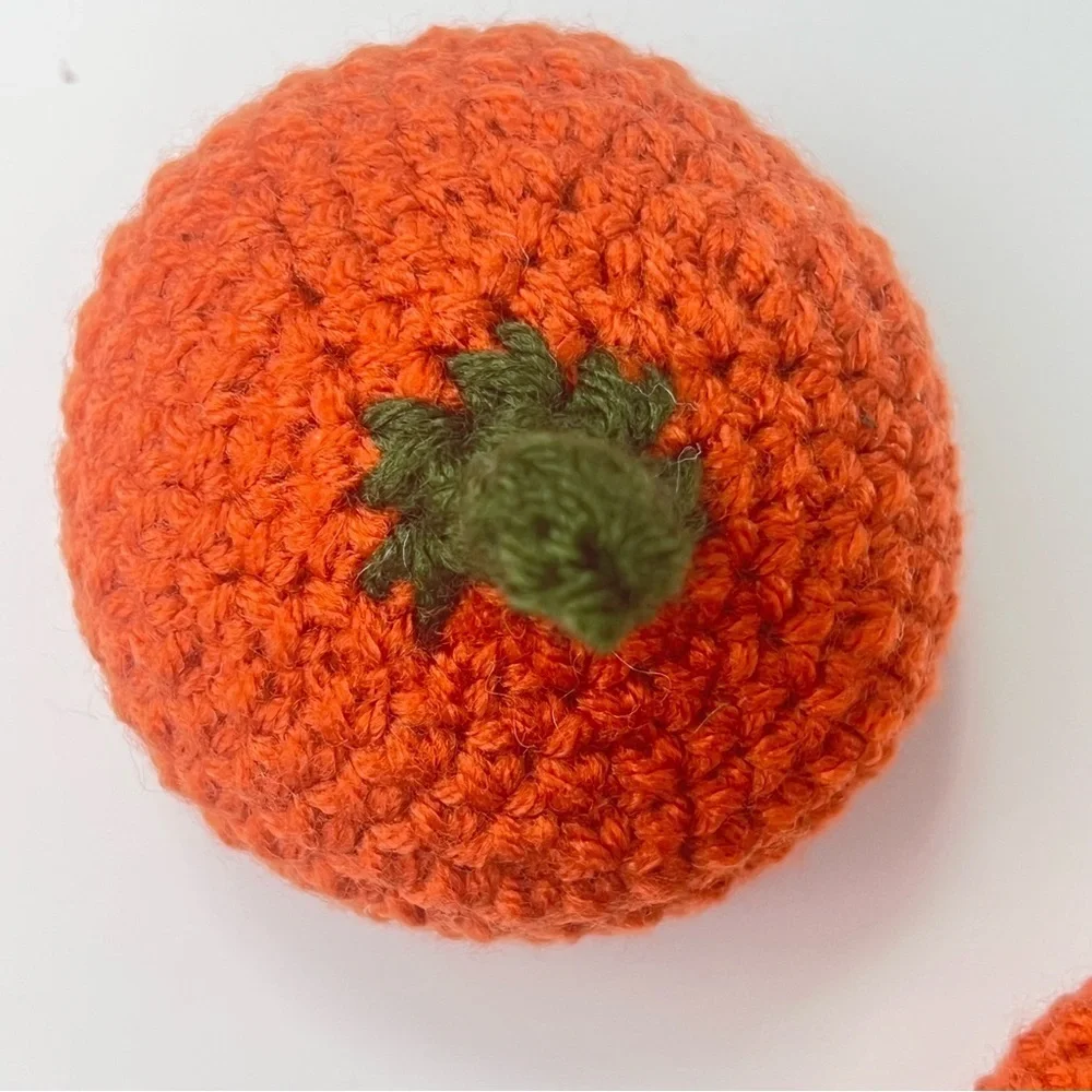 Cat Toy Handmade Crochet Catnip Pumpkin Cat Toys Set of Two